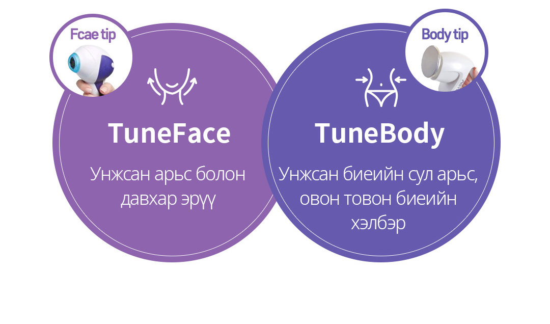 TuneFace - Унжсан арьс болон давхар эрүү / TuneBody - Унжсан биеийн сул арьс, овон товон биеийн хэлбэр